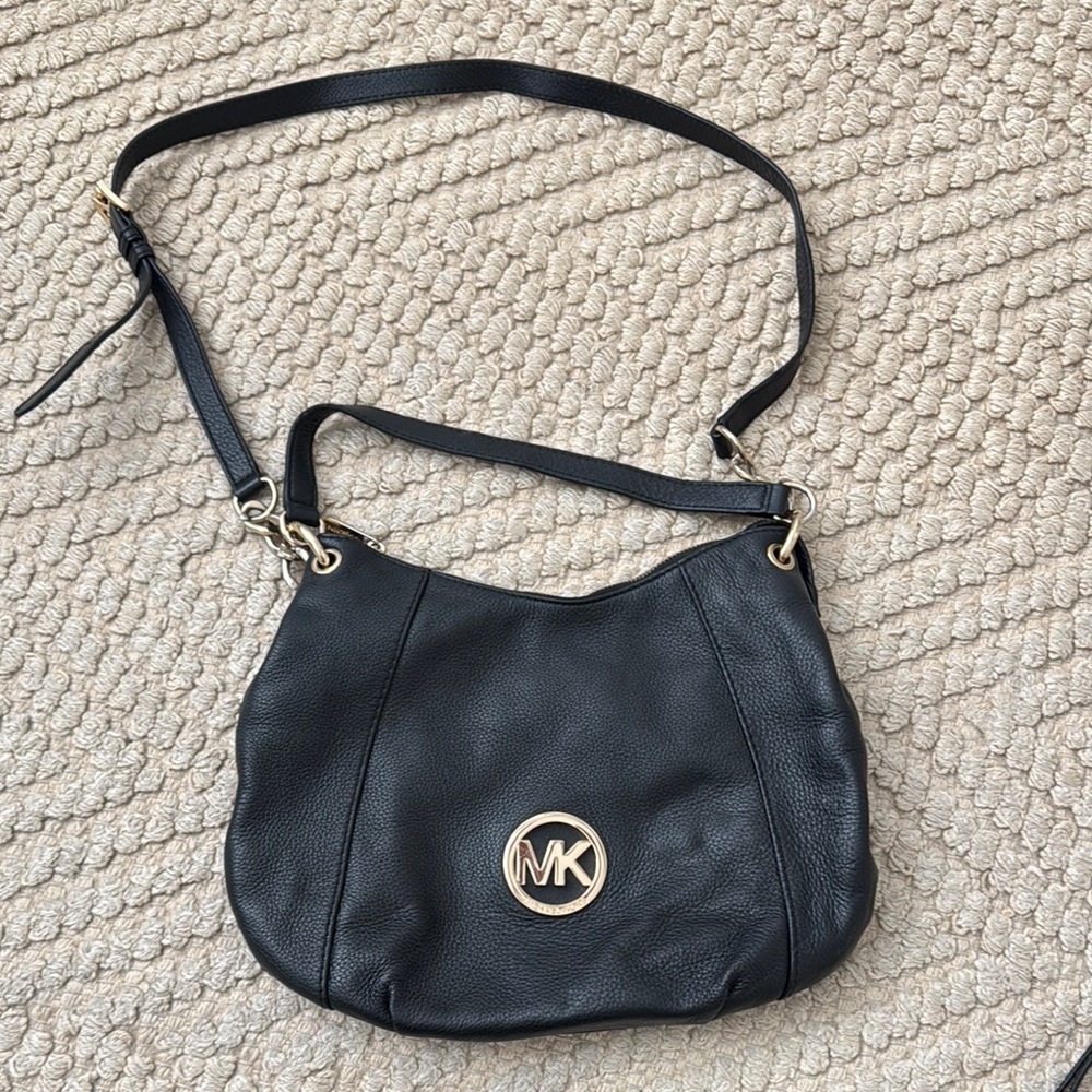 Michael Kors Black Pebbled Leather Shoulder Bag